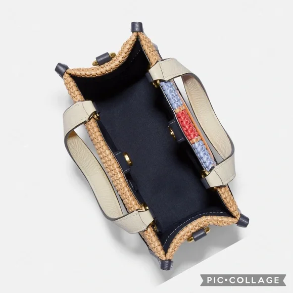 NWT COACH CA291 DEMPSEY TOTE‎ 22 WITH COACH PATCH STRAW/LEATHER SHOULDER BAG - Picture 3 of 11